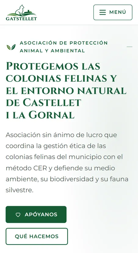 El sitio Asociación Gatstellet, visto en un teléfono móvil