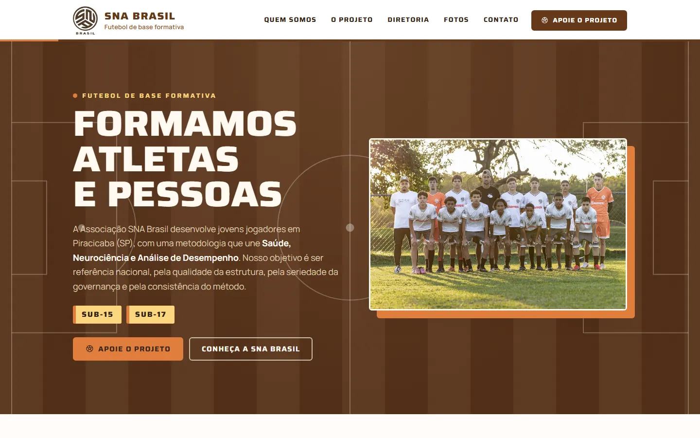 Página inicial do site SNA Brasil