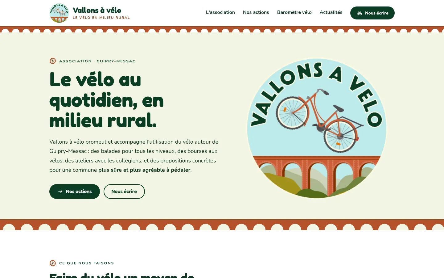 Startsäit vun der Websäit vu Vallons à vélo