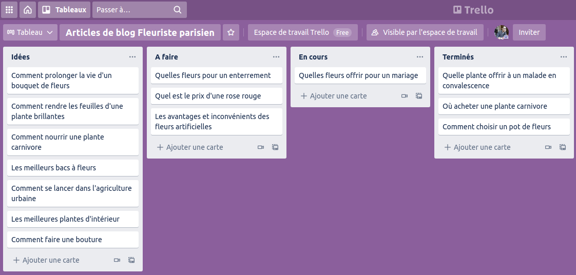 Utilisation de Trello pour gérer vos publications d'articles de blog